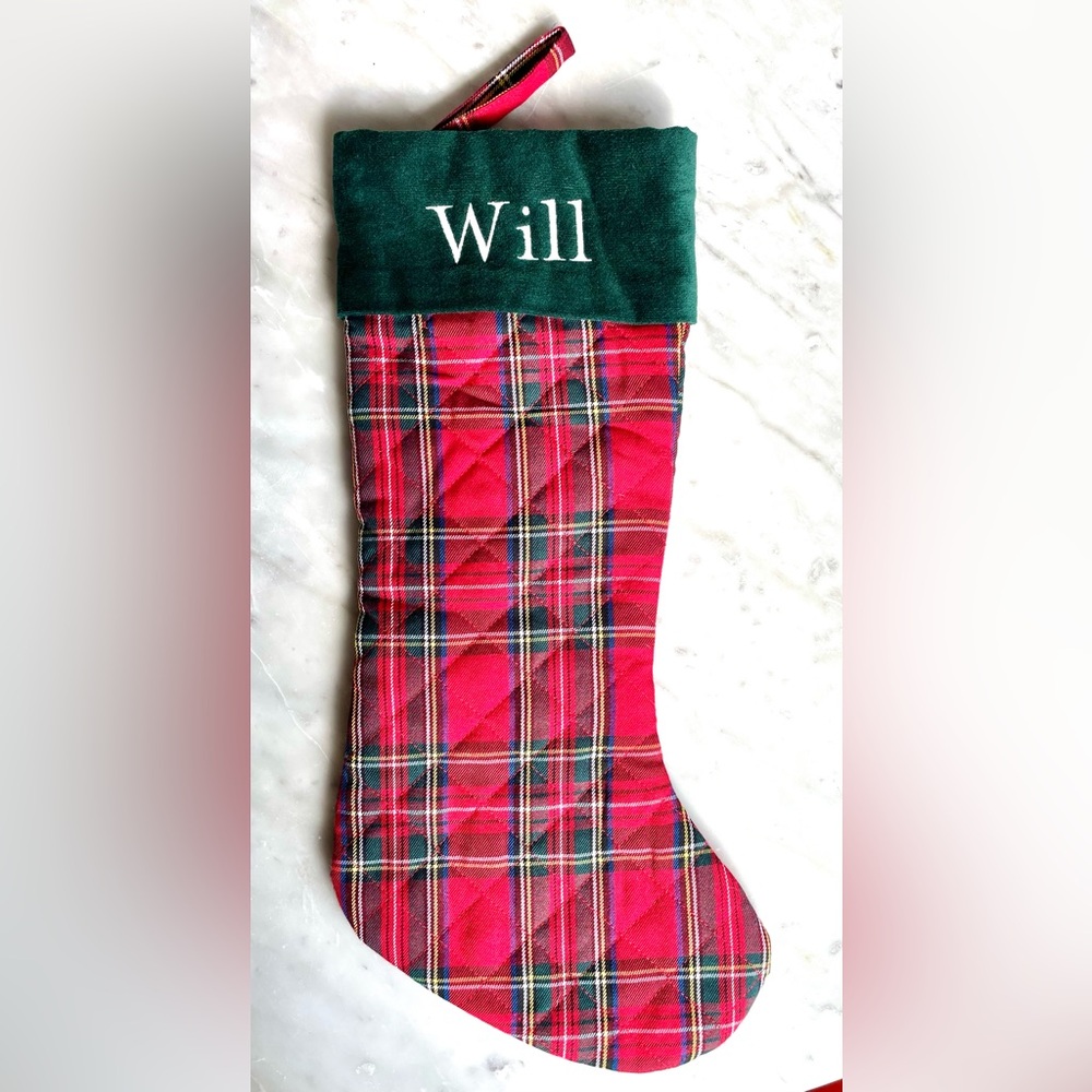 Mark & Graham Plaid and Velvet monogrammed-Will-Stocking